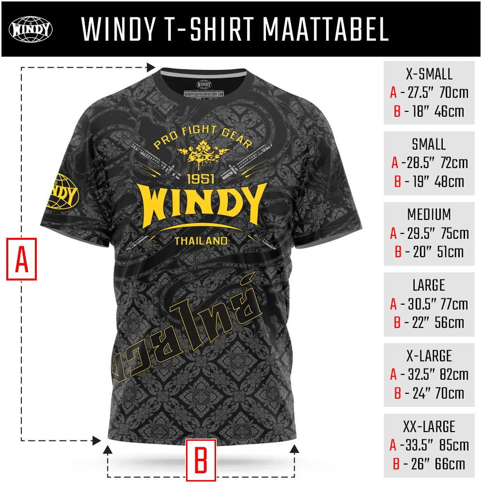 WindyT-shirt Maattabel