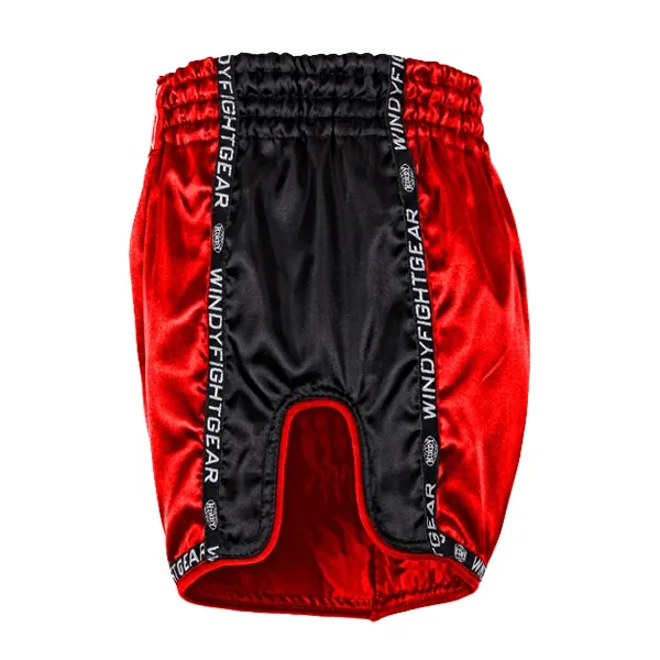 Windy Muay Thai Shorts Hybrid Rood Zwart Zijkant